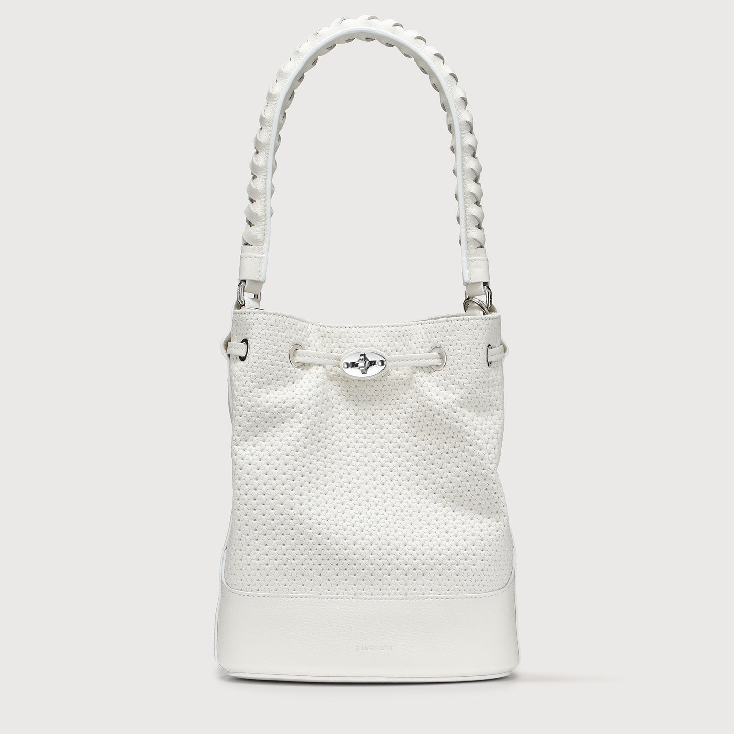 Borsa a Secchiello Savellini Luna in Ecopelle Liscia — Bianco Panna