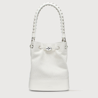 Borsa a Secchiello Savellini Luna in Ecopelle Liscia — Bianco Panna