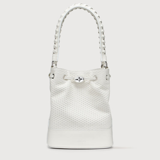 Borsa a Secchiello Savellini Luna in Ecopelle Liscia — Bianco Panna