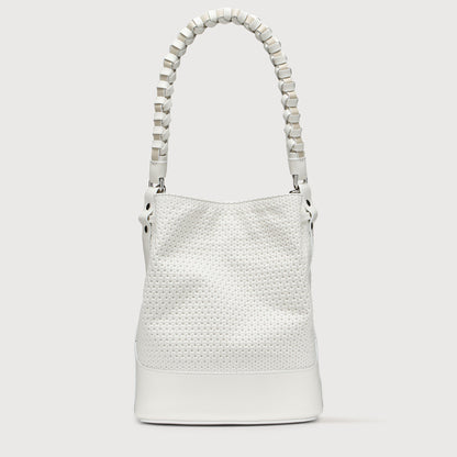 Borsa a Secchiello Savellini Luna in Ecopelle Liscia — Bianco Panna
