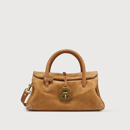 Borsa a Mano Savellini Vera Small in Pelle di Cactus — Marrone