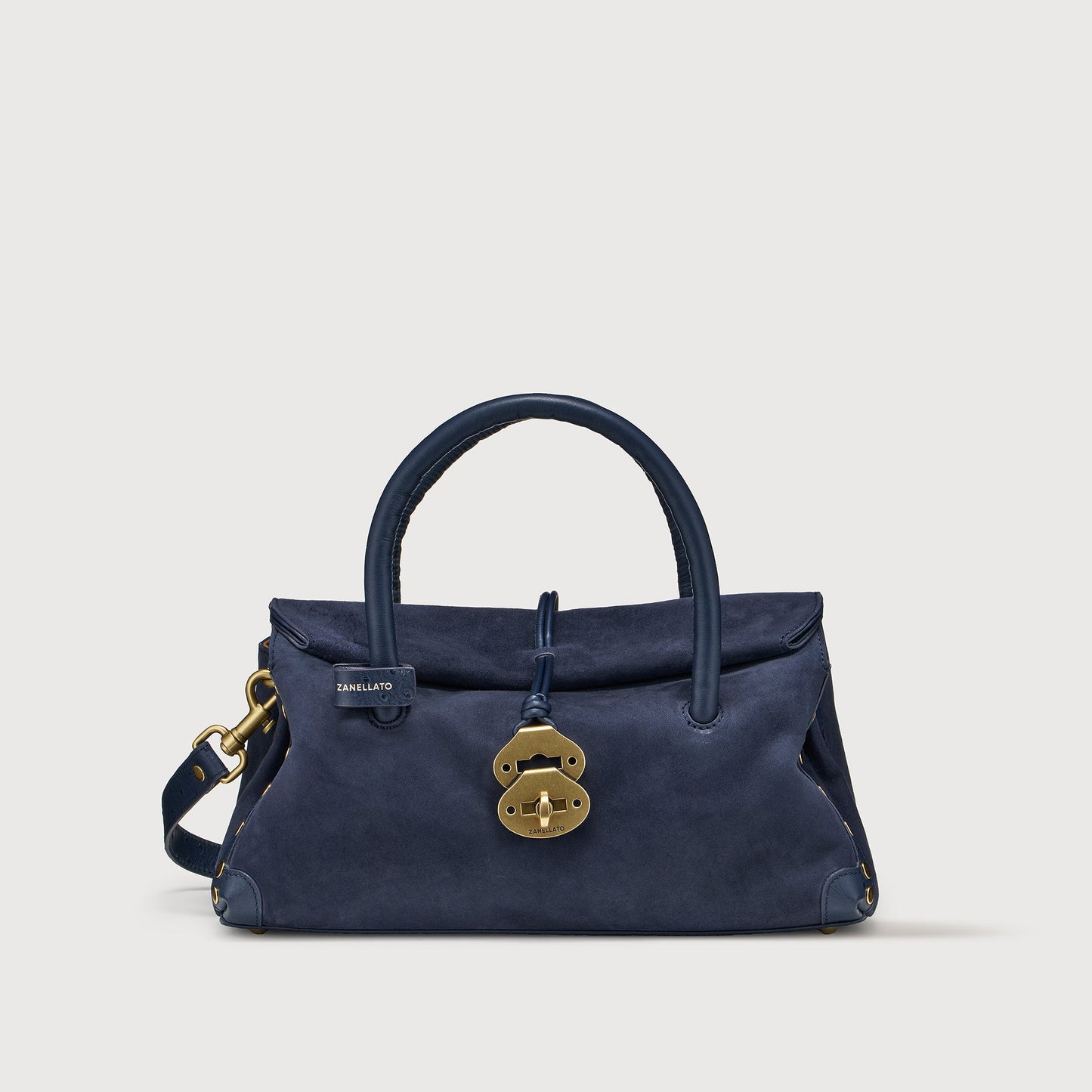 Borsa a Mano Savellini Vera Small in Pelle di Cactus — Blu Notte