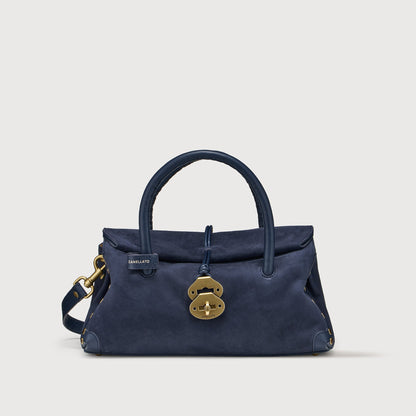 Borsa a Mano Savellini Vera Small in Pelle di Cactus — Blu Notte