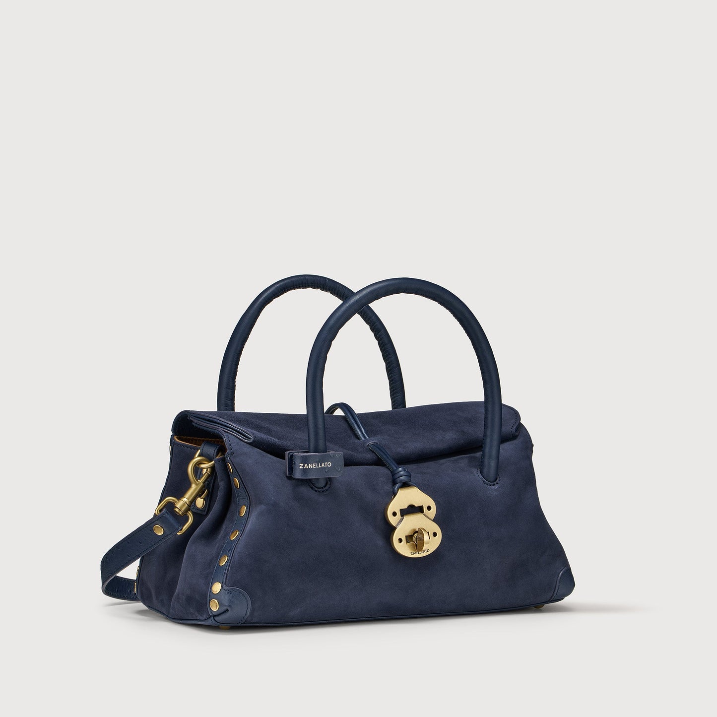 Borsa a Mano Savellini Vera Small in Pelle di Cactus — Blu Notte