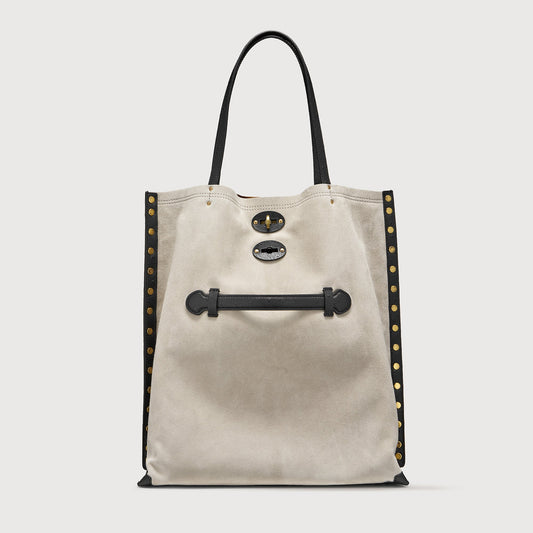 Borsa Shopper Savellini Mila in Pelle di Cactus — Grigio Pietra