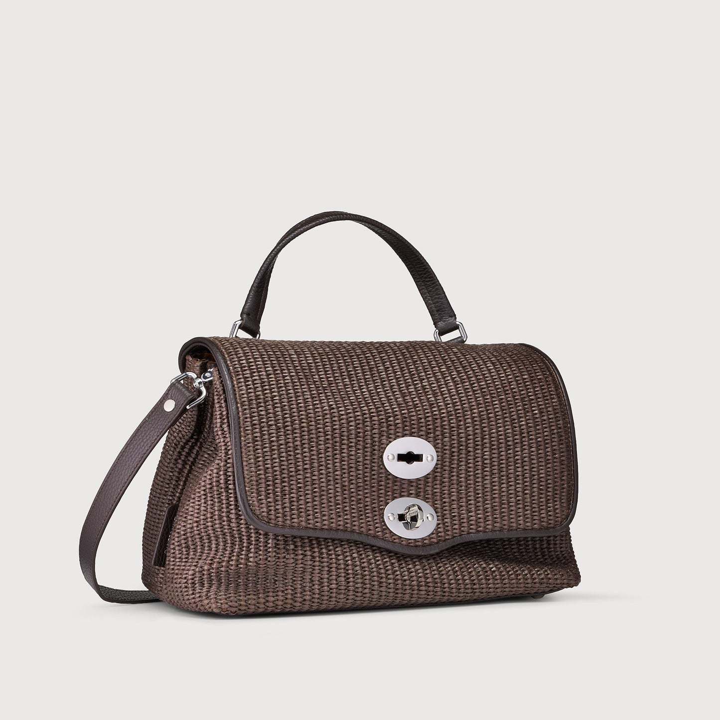 Borsa a Mano Savellini Aria Small in Vimini — Marrone Sottobosco