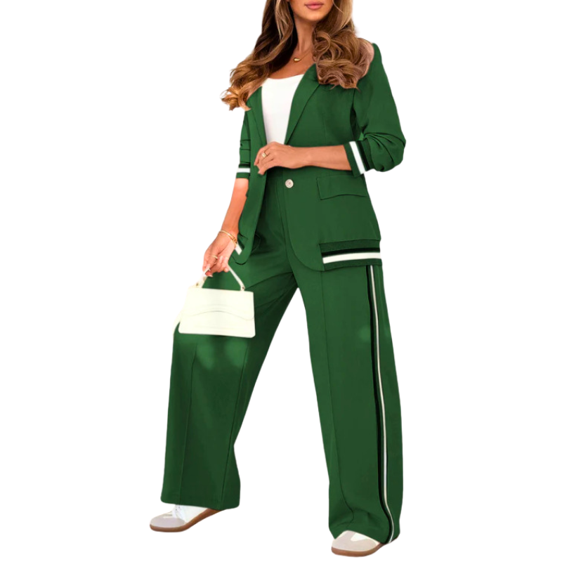 Completo Donna Lavoro Smart Casual Blazer Pantaloni Larghi