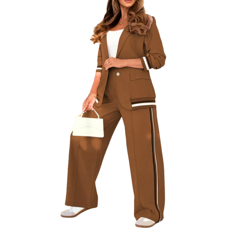 Completo Donna Lavoro Smart Casual Blazer Pantaloni Larghi