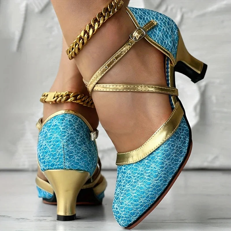 Sandali Donna Eleganti con Tacco Largo e Fibbia