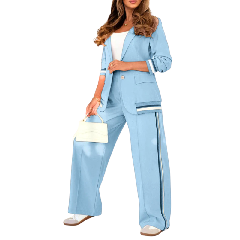 Completo Donna Lavoro Smart Casual Blazer Pantaloni Larghi