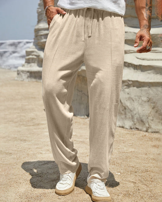 Khaki Men's Positano Drawstring Trousers — Lino Conti