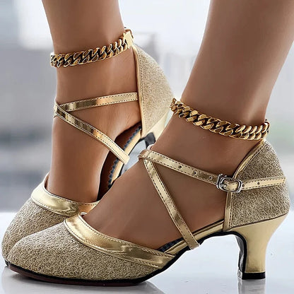 Sandali Donna Eleganti con Tacco Largo e Fibbia