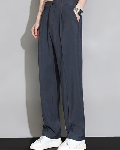 Dark Grey Men's Summer Straight Leg Trousers — Lino Conti