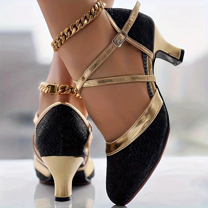 Sandali Donna Eleganti con Tacco Largo e Fibbia