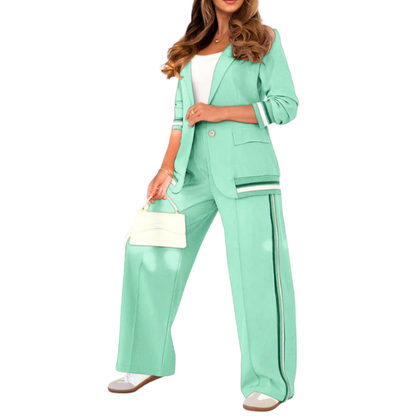 Completo Donna Lavoro Smart Casual Blazer Pantaloni Larghi