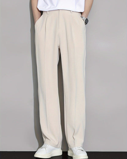 Khaki Men's Summer Straight Leg Trousers — Lino Conti