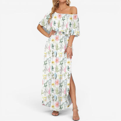Agata Abito Lungo Chiffon Floreale Leggero e Aereo