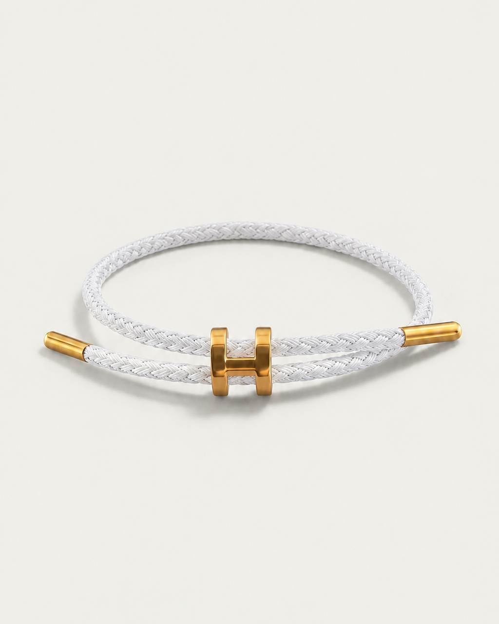 White and Gold Men's Aurea Braided Cord Bracelet White Gold — Lino Conti