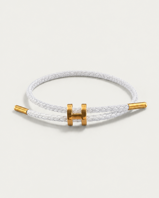 White and Gold Men's Aurea Braided Cord Bracelet White Gold — Lino Conti