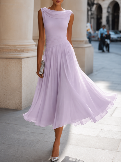 Patricia | Vestito Midi Donna con Scollo Drappeggiato