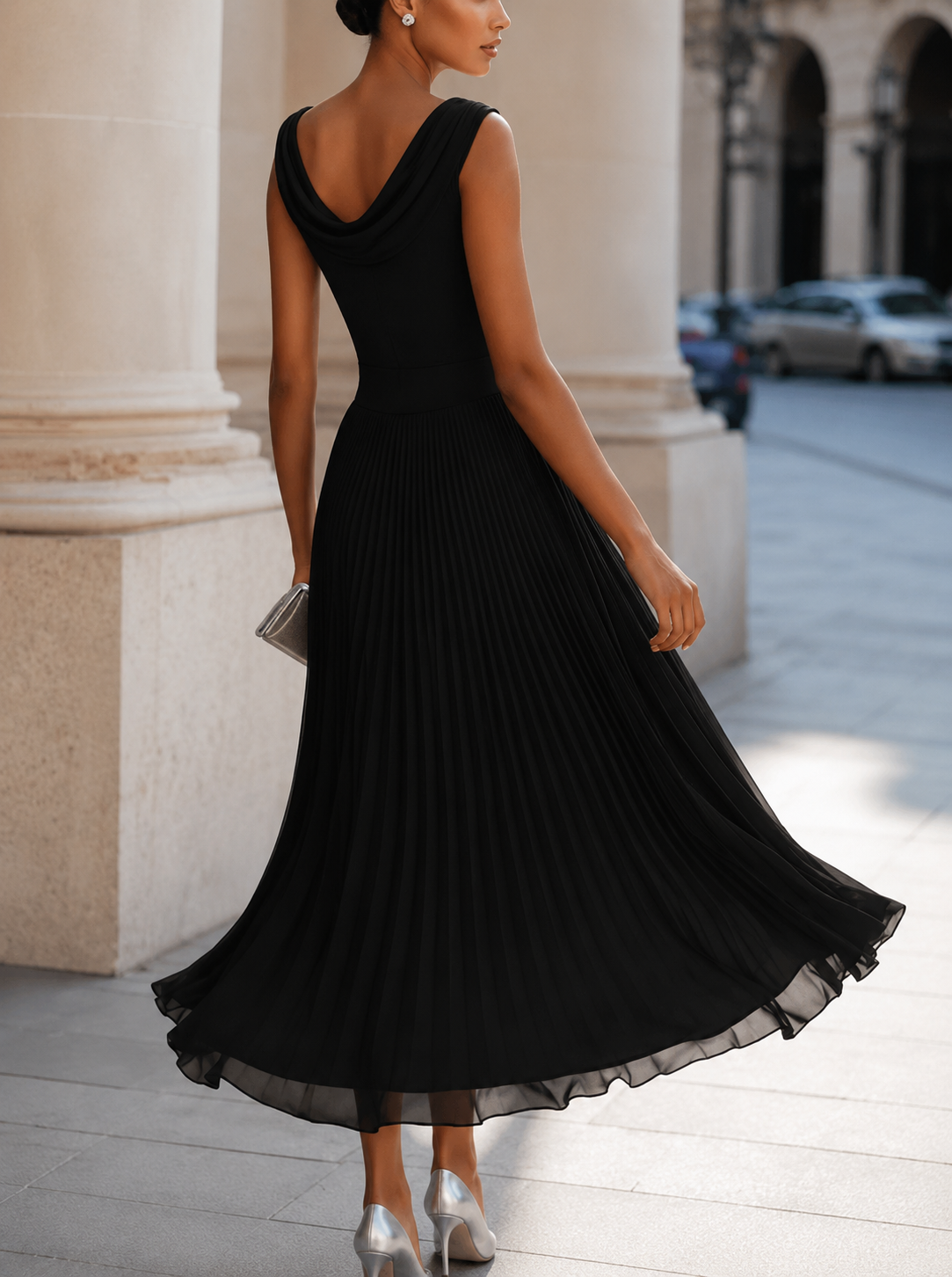 Patricia | Vestito Midi Donna con Scollo Drappeggiato