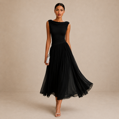 Patricia | Vestito Midi Donna con Scollo Drappeggiato