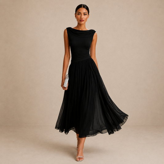 Patricia | Vestito Midi Donna con Scollo Drappeggiato