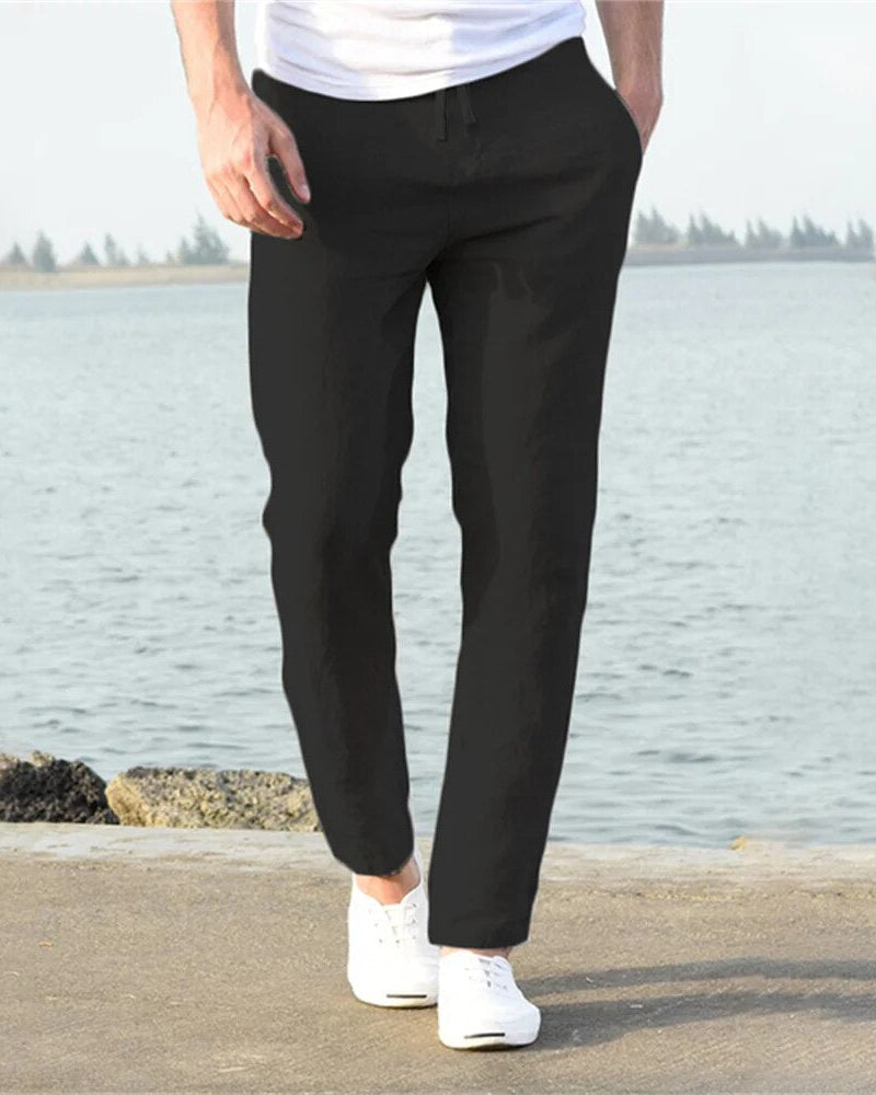 White Men's Breathable Summer Trousers Comfortable Fit — Lino Conti