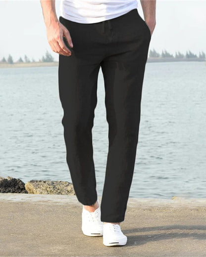 White Men's Breathable Summer Trousers Comfortable Fit — Lino Conti