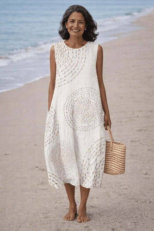 Aaliyah Vestito Midi Donna Senza Maniche Retrò
