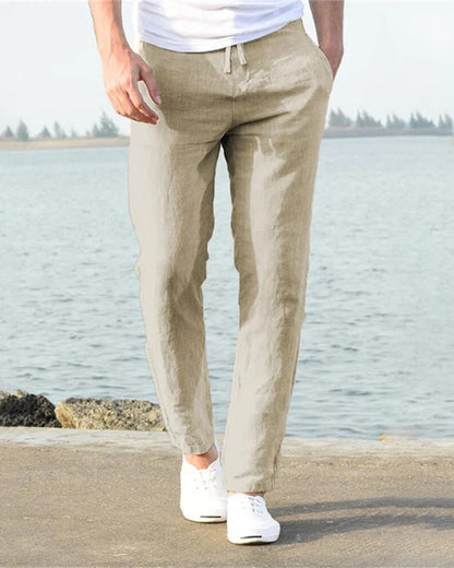 White Men's Breathable Summer Trousers Comfortable Fit — Lino Conti