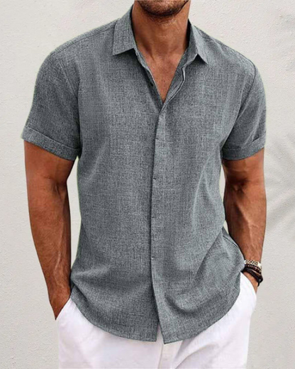 White Men's Short Sleeve Lightweight Breathable Summer Shirt — Lino Conti