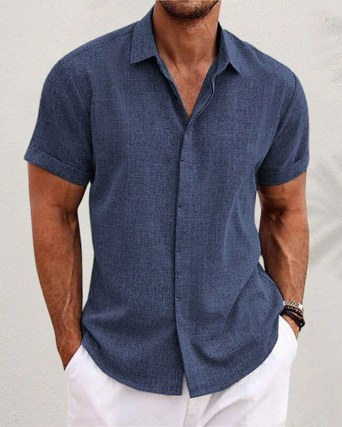 Black Men's Short Sleeve Lightweight Breathable Summer Shirt — Lino Conti