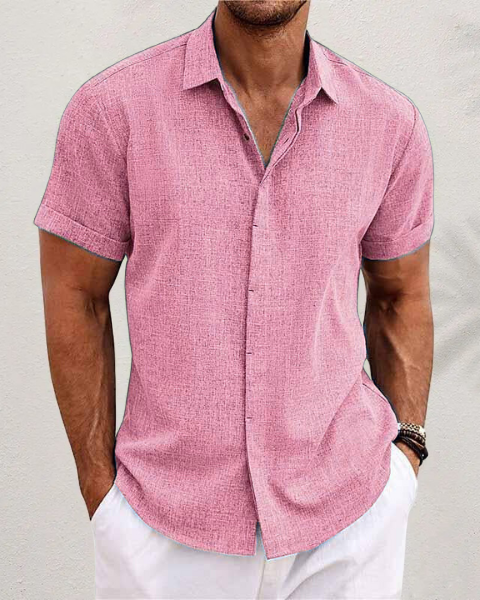 White Men's Short Sleeve Lightweight Breathable Summer Shirt — Lino Conti