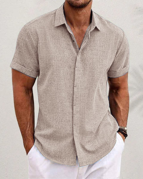 White Men's Short Sleeve Lightweight Breathable Summer Shirt — Lino Conti