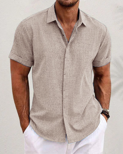 White Men's Short Sleeve Lightweight Breathable Summer Shirt — Lino Conti
