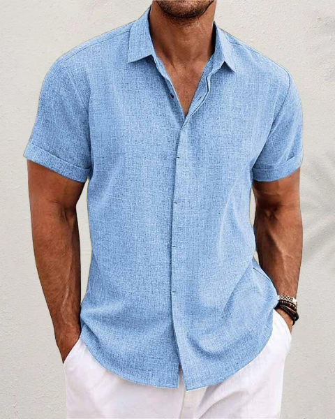 Black Men's Short Sleeve Lightweight Breathable Summer Shirt — Lino Conti