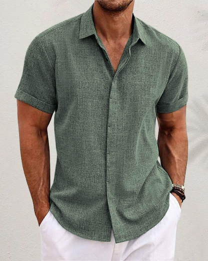 Black Men's Short Sleeve Lightweight Breathable Summer Shirt — Lino Conti