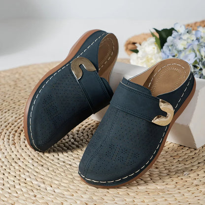 Zoccoli donna traforati | Slip-on con punta ampia e fibbia