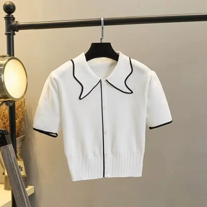 Maglione Donna Vintage con Bottoni e Colletto Oversize
