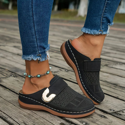 Zoccoli donna traforati | Slip-on con punta ampia e fibbia