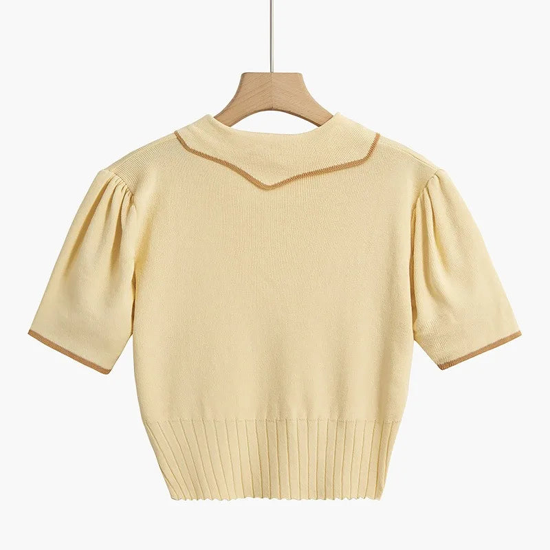 Maglione Donna Vintage con Bottoni e Colletto Oversize