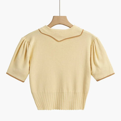 Maglione Donna Vintage con Bottoni e Colletto Oversize