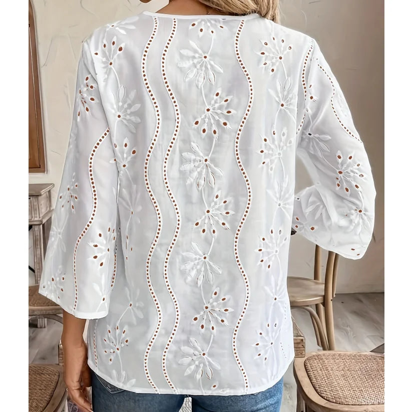 Blusa Bianca in Seta 100% Leggera con Pliche Sottili