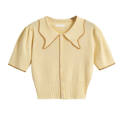 Maglione Donna Vintage con Bottoni e Colletto Oversize