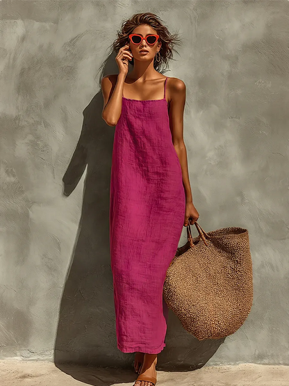 Vestito Estivo Donna Lungo Boho con Spalline