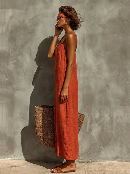 Vestito Estivo Donna Lungo Boho con Spalline