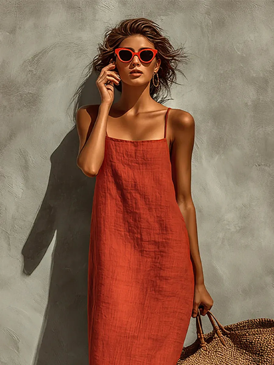 Vestito Estivo Donna Lungo Boho con Spalline