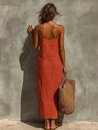 Vestito Estivo Donna Lungo Boho con Spalline