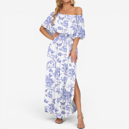 Agata Abito Lungo Chiffon Floreale Leggero e Aereo
